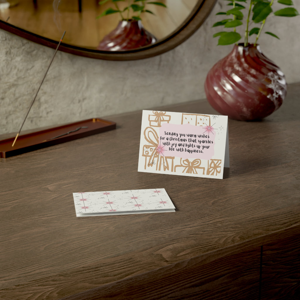 Christmas Greeting Cards - Sparkling Presents Design (Pack of 1, 10, 30, 50)