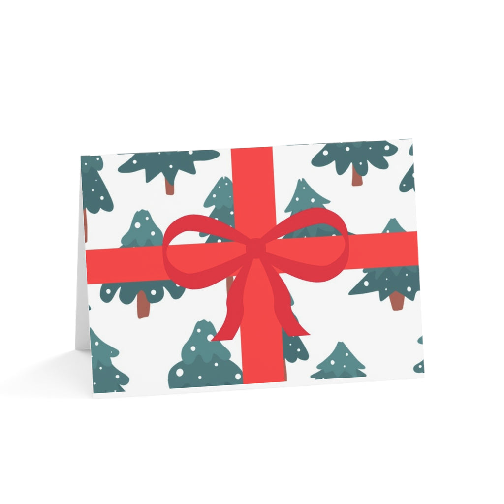 Holiday Tree Gift-Striped Greeting Cards — Pack of 1/10/30/50