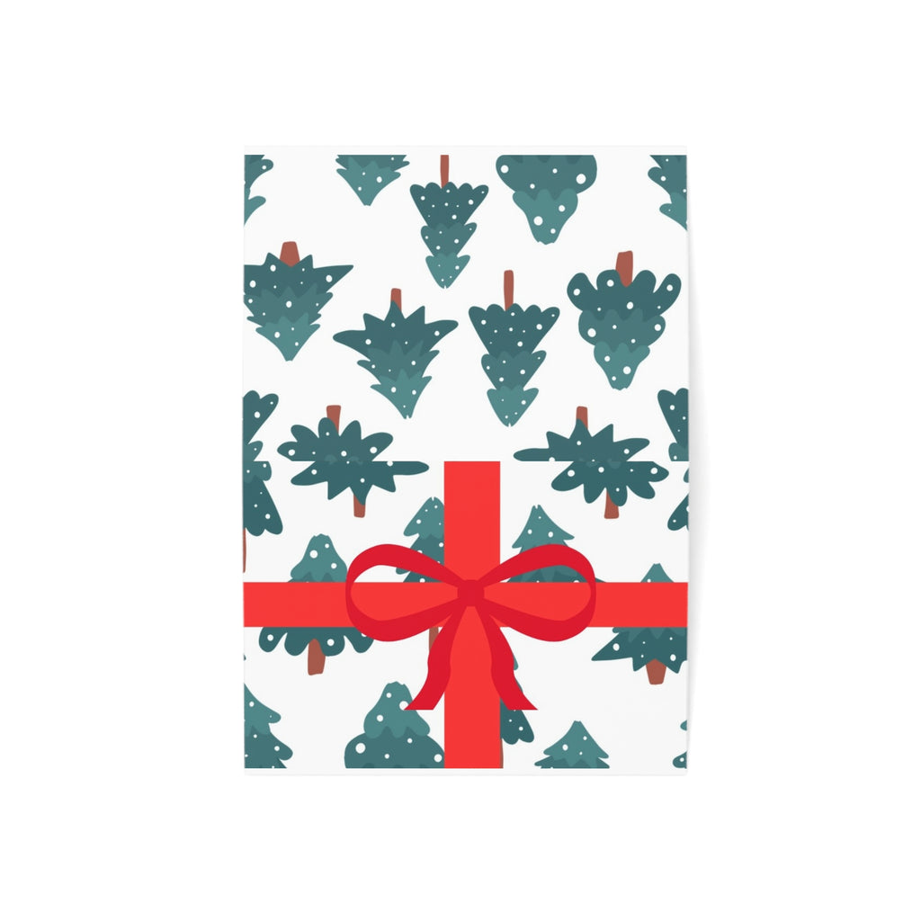 Holiday Tree Gift-Striped Greeting Cards — Pack of 1/10/30/50