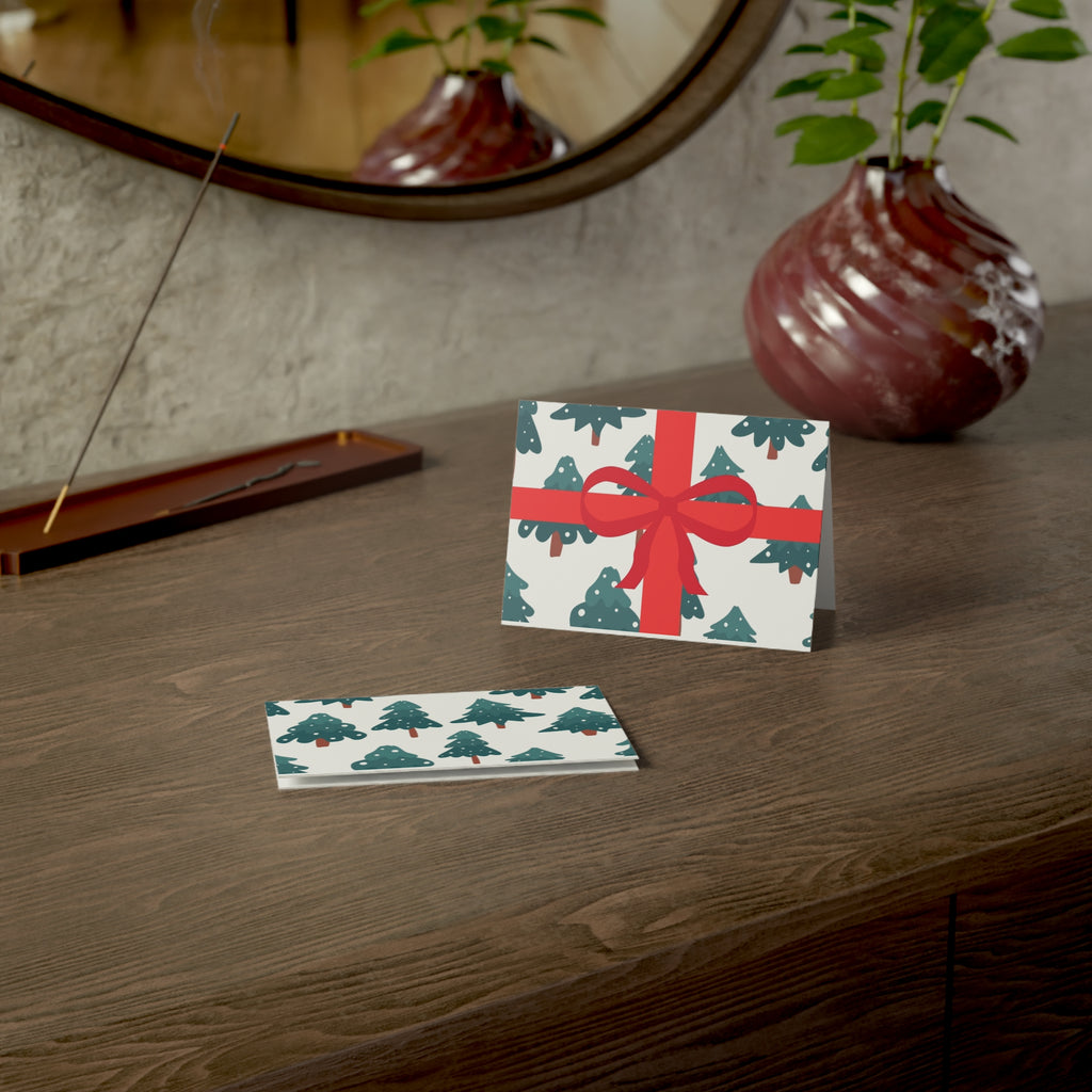 Holiday Tree Gift-Striped Greeting Cards — Pack of 1/10/30/50