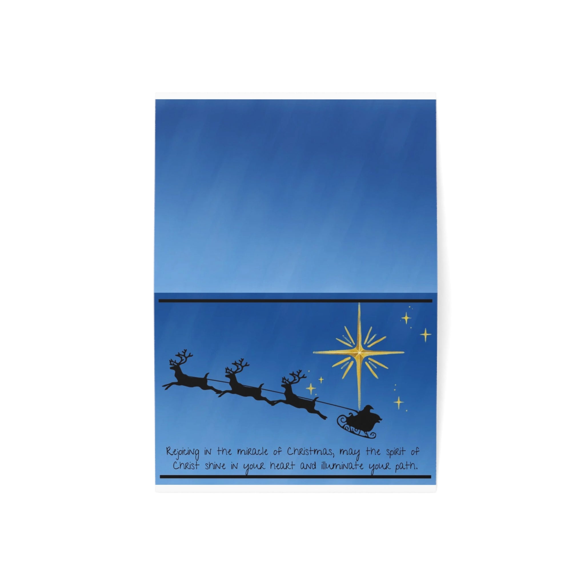 Christmas Star Greeting Cards – Religious Holiday Cards with Santa Silhouette (Pack of 1, 10, 30, 50)