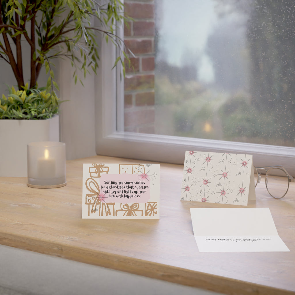 Christmas Greeting Cards - Sparkling Presents Design (Pack of 1, 10, 30, 50)